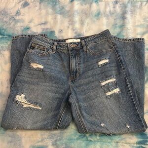 KanCan Blue Boyfriend Distressed Jeans